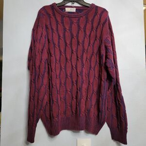 Vtg Pringle of Scotland Mens L Cable Knit Sweater 3D Textured Preppy Old Money